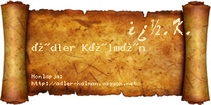 Ádler Kálmán névjegykártya
