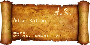 Ádler Kálmán névjegykártya