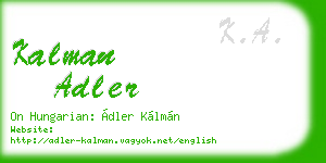 kalman adler business card