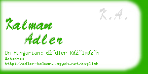 kalman adler business card